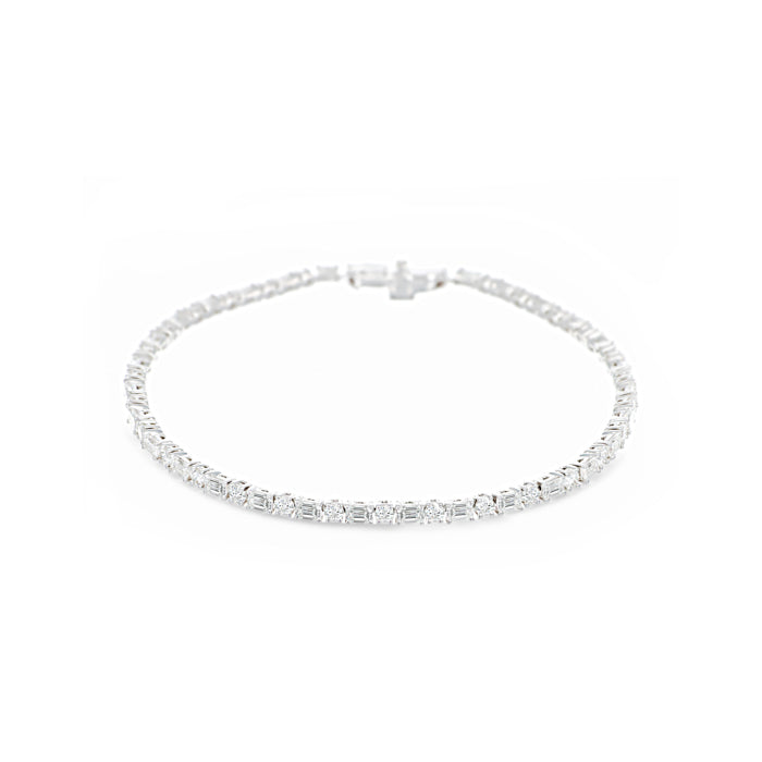 Round & Baguette Diamond Tennis Bracelet