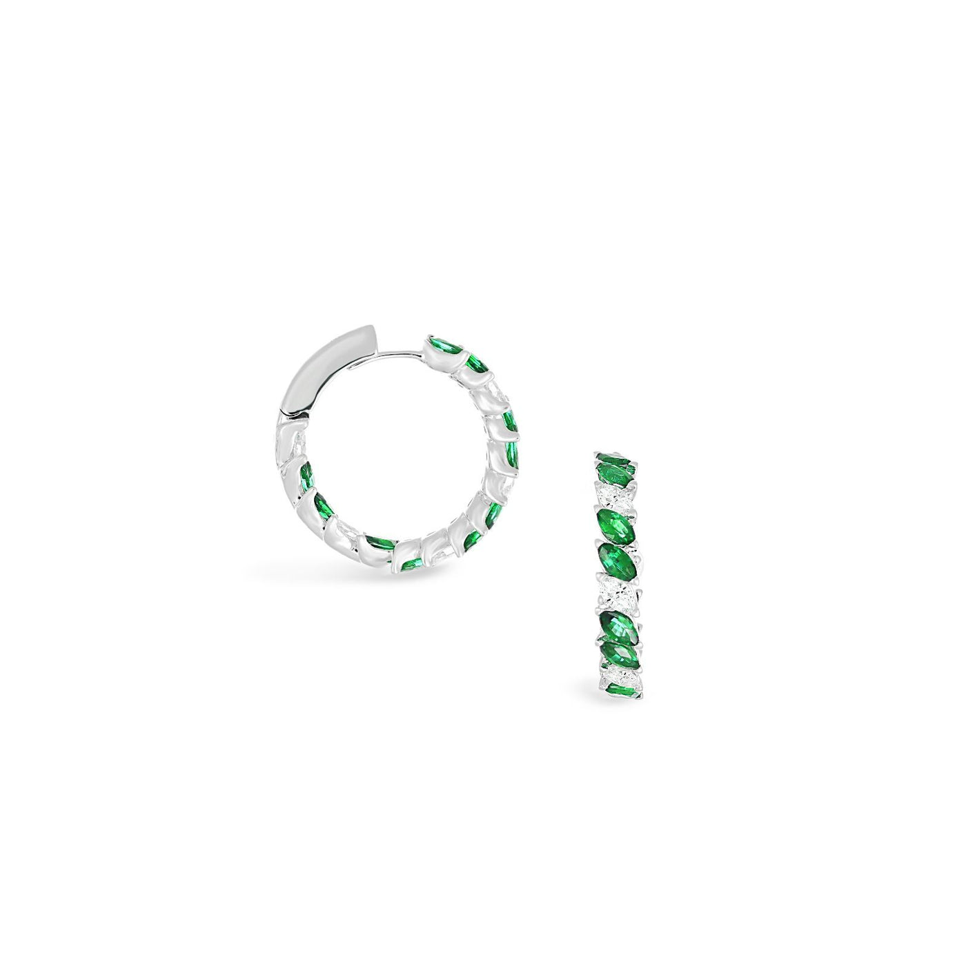 Emerald Huggie Hoops Earrings